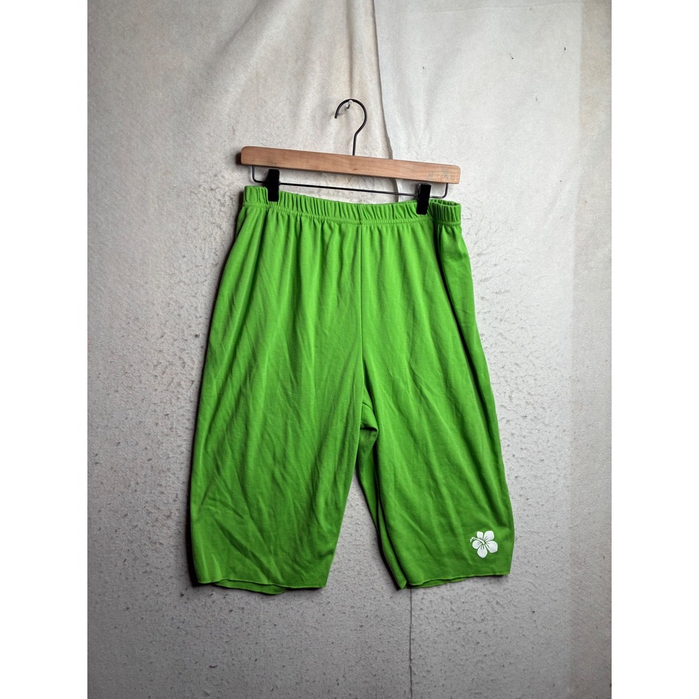 All American Comfort Green Hibiscus Graphic Knit Shorts Large 8771